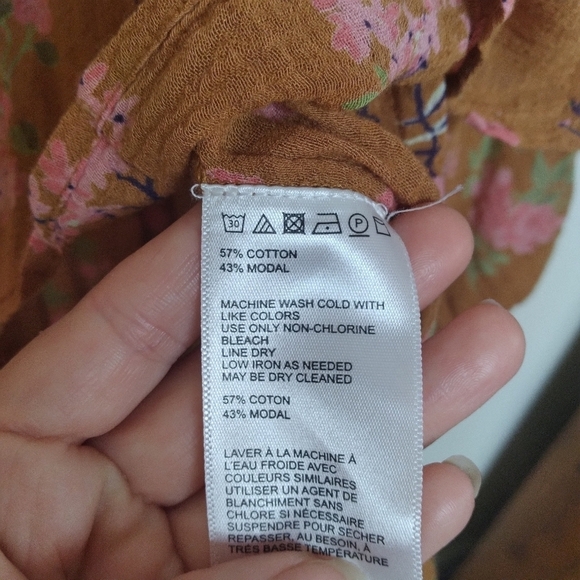 Urban Outfitters Burnt Orange Lace Up Floral Peplum Hem Puff Sleeve Blouse Small - Picture 11 of 13